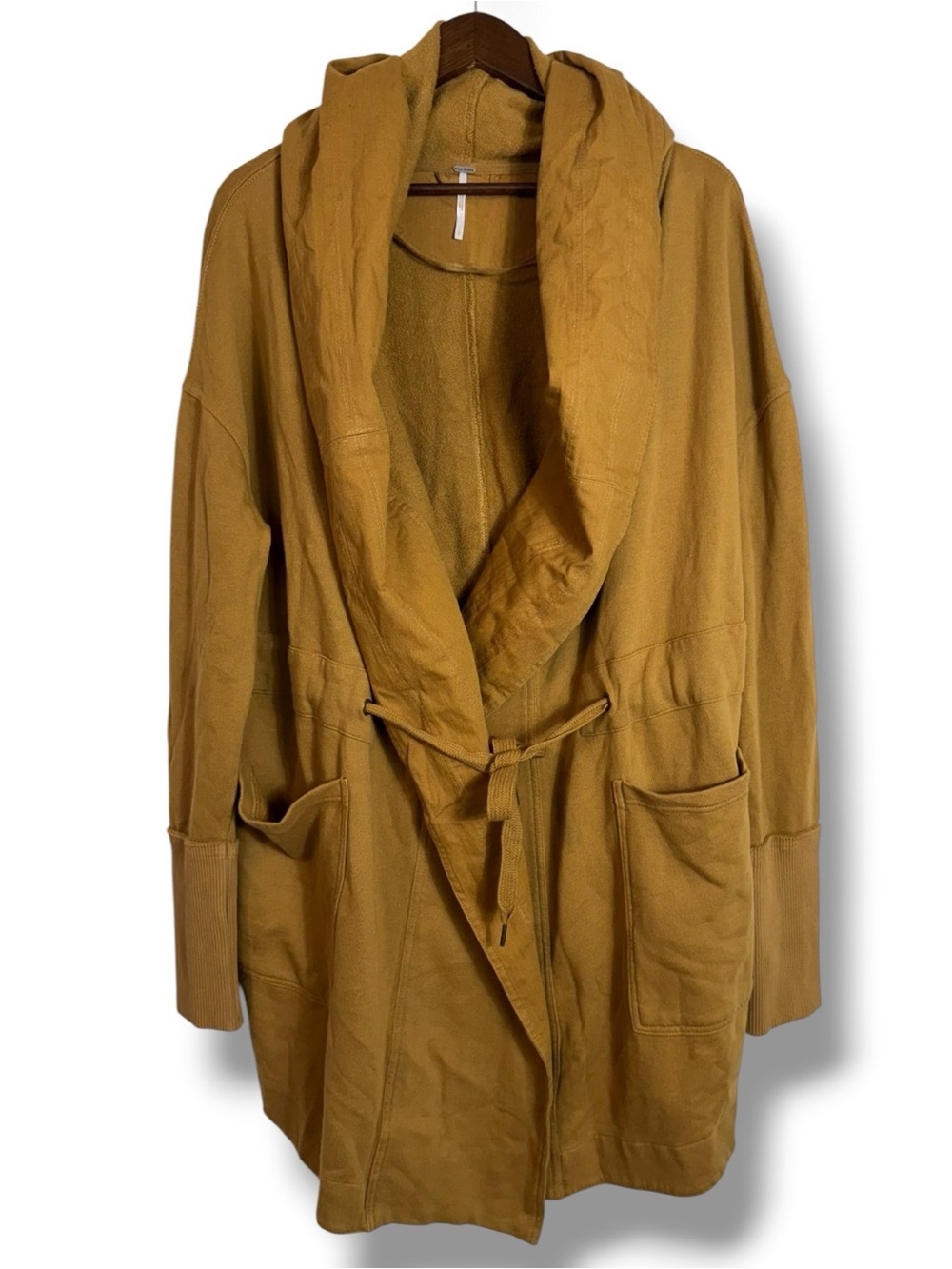 Free People Brentwood Hooded Cardigan Sweater Golden Nugget Oversized Large